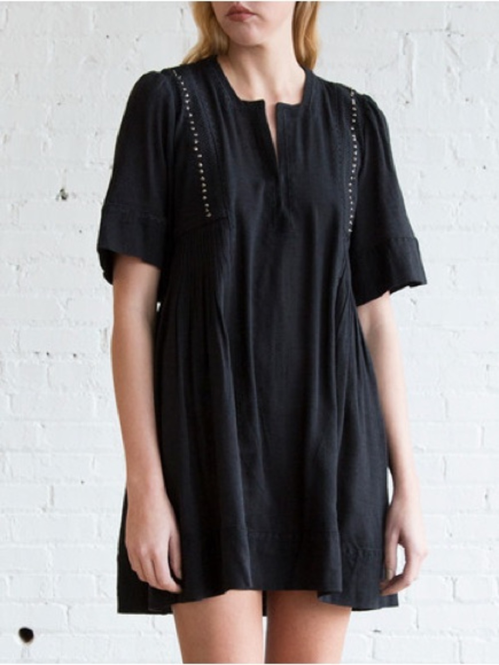 Isabel Marant Etoile Anabel Dress Gauzy Oversized Faded Black Gray